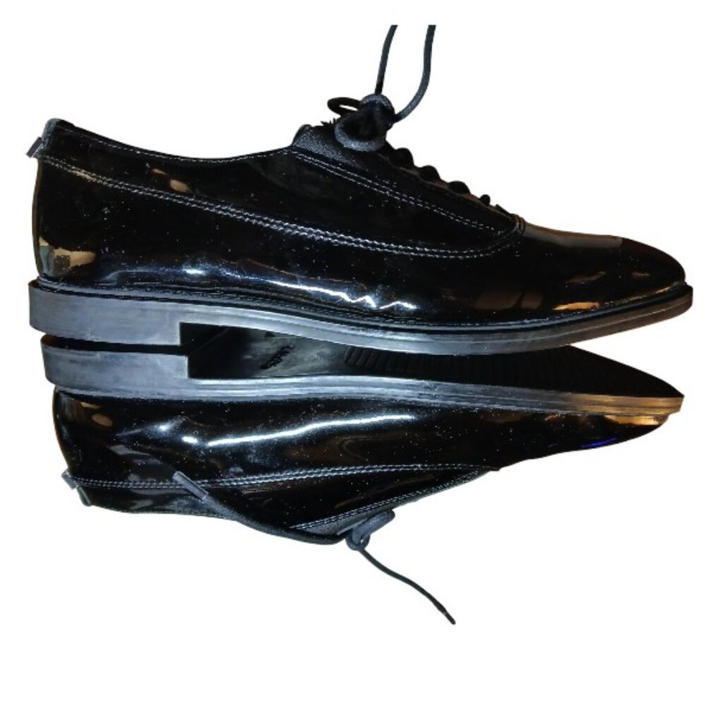 CALVIN KLEIN Black "Della" Patent Oxford Lace Up Loafers -EUC - Picture 7 of 11